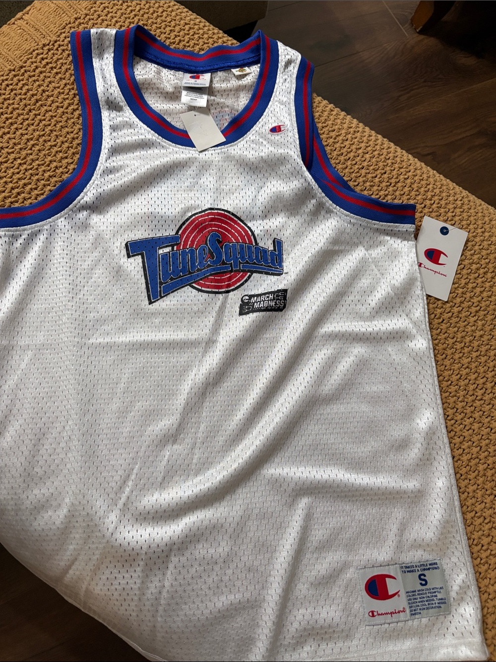 Champion White Lola Tune Squad Mesh Jersey with Blue & Red Trim Size S